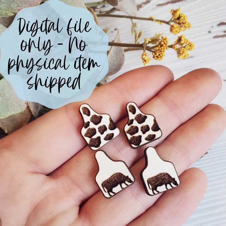 Cow Tag Bundle Earring SVG - Digital File Download 