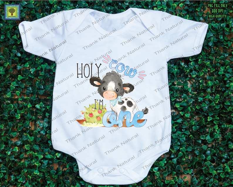 Holy Cow I'm One PNG Sublimation Design Download#3