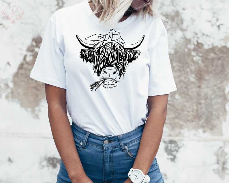 Highland Cow Svg Highland Heifer Svg Cow Svg Scottish Highland Cow with Flower Svg#8