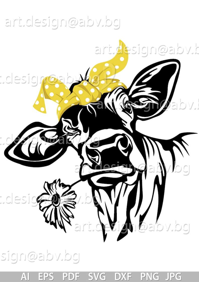 Cow SVG Vector Cow With Bandana And Flower#4