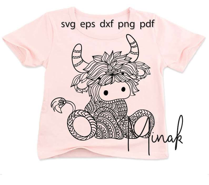 Silhouette Cow Svg Mandala Cow Svg Highland Heifer#3