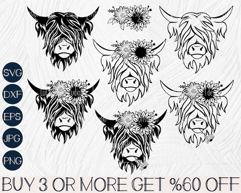 Highland Cow SVG Floral Cow Head SVG