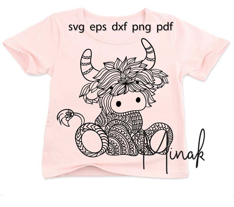 Silhouette Cow Svg Mandala Cow Svg Highland Heifer