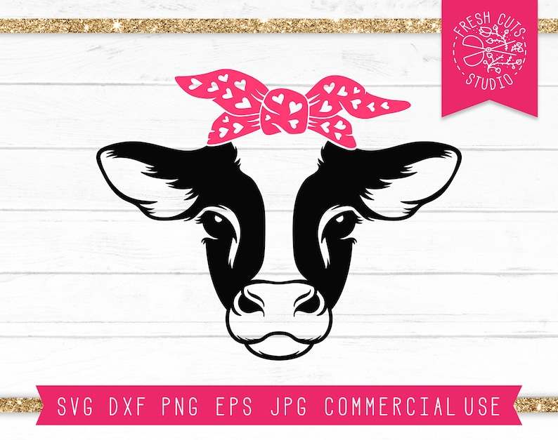 Farm Valentine Cow Face Cut File for Cricut