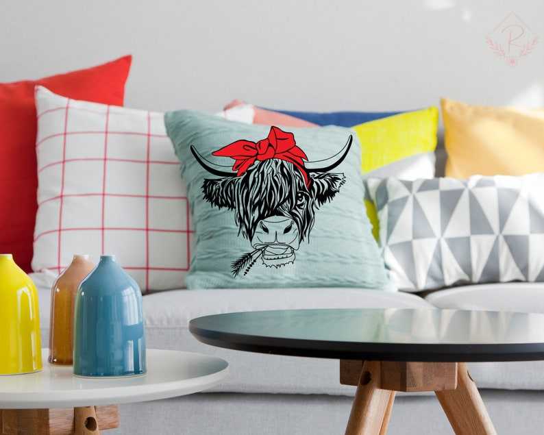 Highland Cow Svg Highland Heifer Svg Cow Svg Scottish Highland Cow with Flower Svg#4