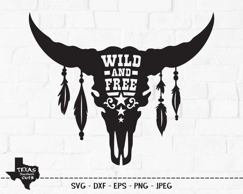 Wild And Free SVG Cow Skull Shirt Design#1