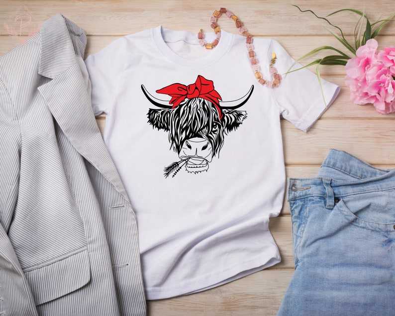 Highland Cow Svg Highland Heifer Svg Cow Svg Scottish Highland Cow with Flower Svg#5