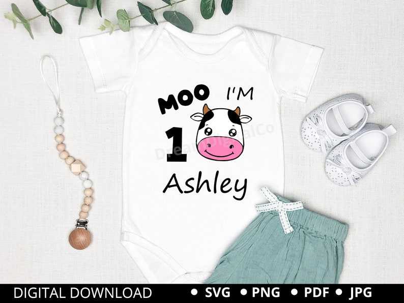 Moo Moo I'm Two Digital Download Cow Birthday Png 