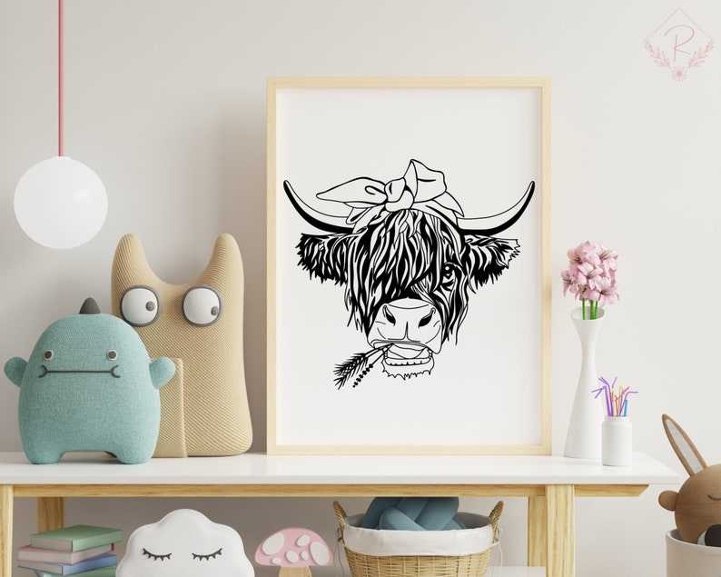 Highland Cow Svg Highland Heifer Svg Cow Svg Scottish Highland Cow with Flower Svg