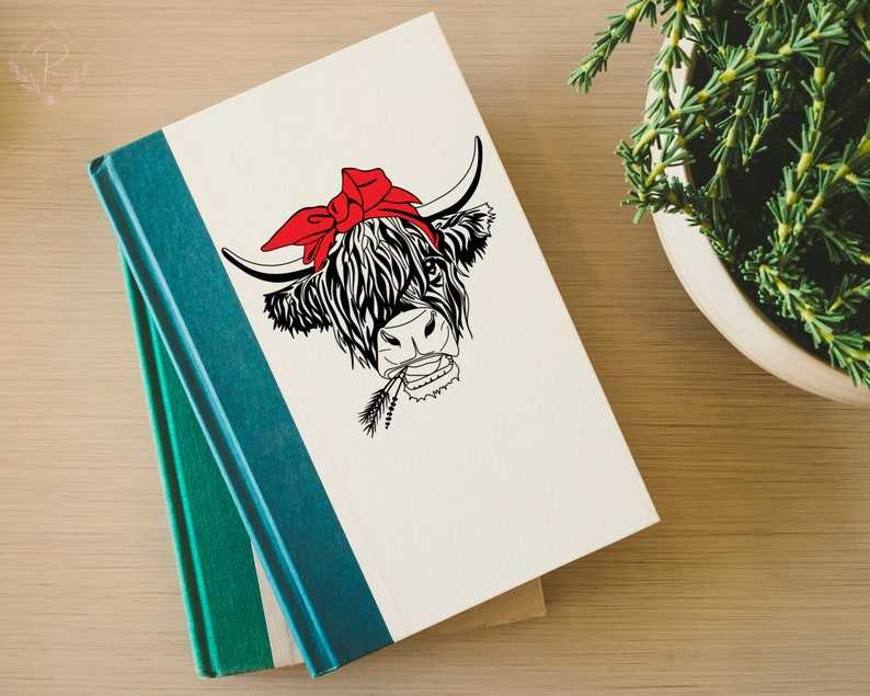 Highland Cow Svg Highland Heifer Svg Cow Svg Scottish Highland Cow with Flower Svg#9