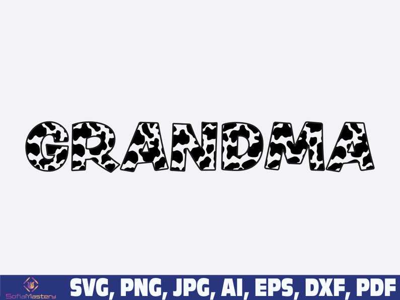 Cow Grandma Svg, Cow Dad Grandmother Svg Png, Cow Face Grandma Svg#3
