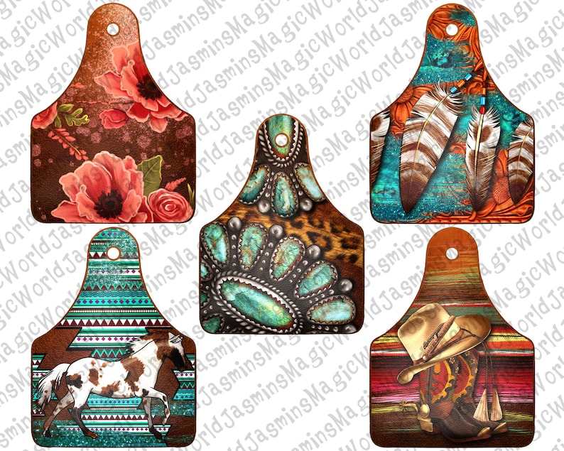 30 Cow Tag Earring Designs Bundle PNG