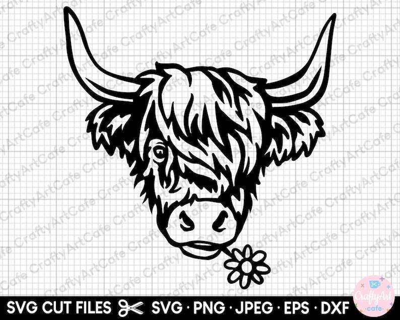 Highland Cow SVG, Rose Cow Keychain SVG