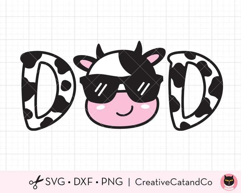 Cow Dad Svg, Cow Dad Png, Cow Dad Face With Sunglasses 