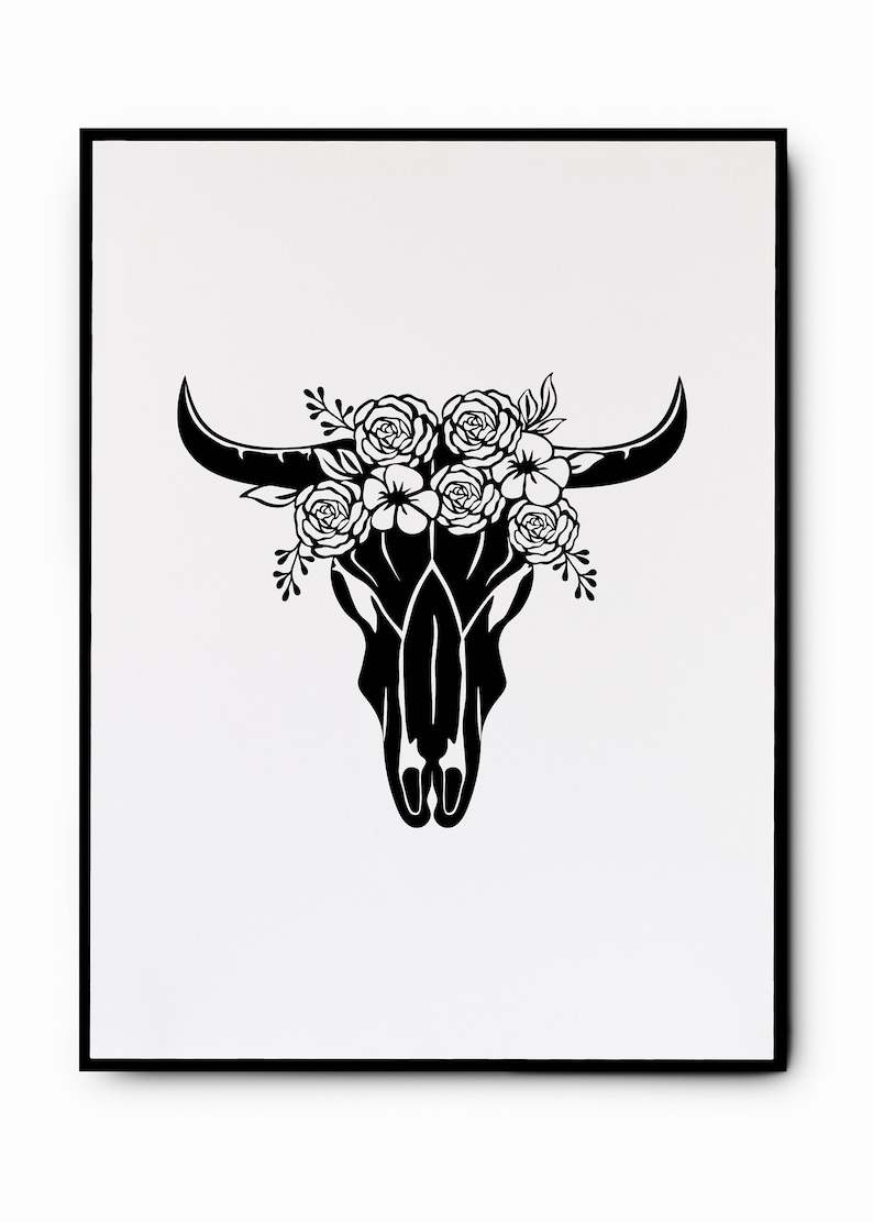 Cow Skull with Feathers SVG, Cow Skull Svg File#5