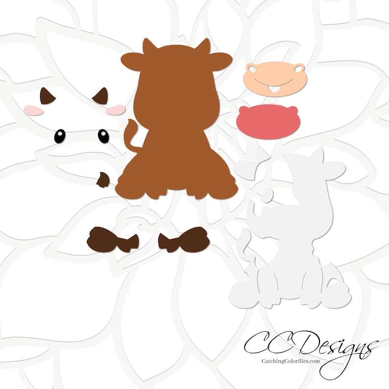 Cute Baby Cow SVG, Cartoon Baby Cow Vector Clip Art
