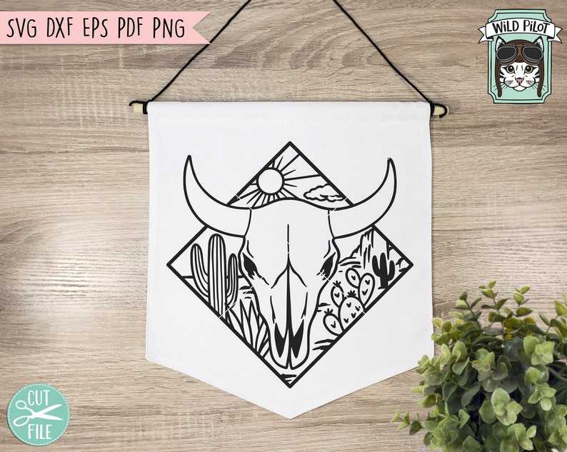 Cow Skull Desert SVG File, Cow Skull Cactus Svg File, Cow Skull Svg File#2