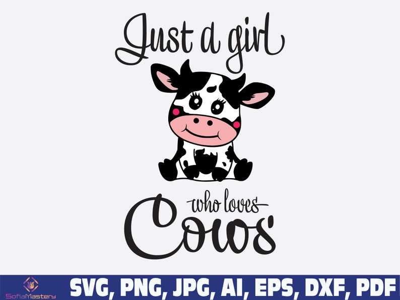 Cartoon Caw SVG Just A Girl Who Loves Cows Svg#1