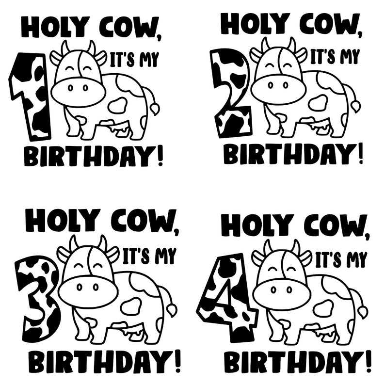 Cow First Birthday SVG, Cow Print Birthday SVG Bundle, Thank Moo SVG#3