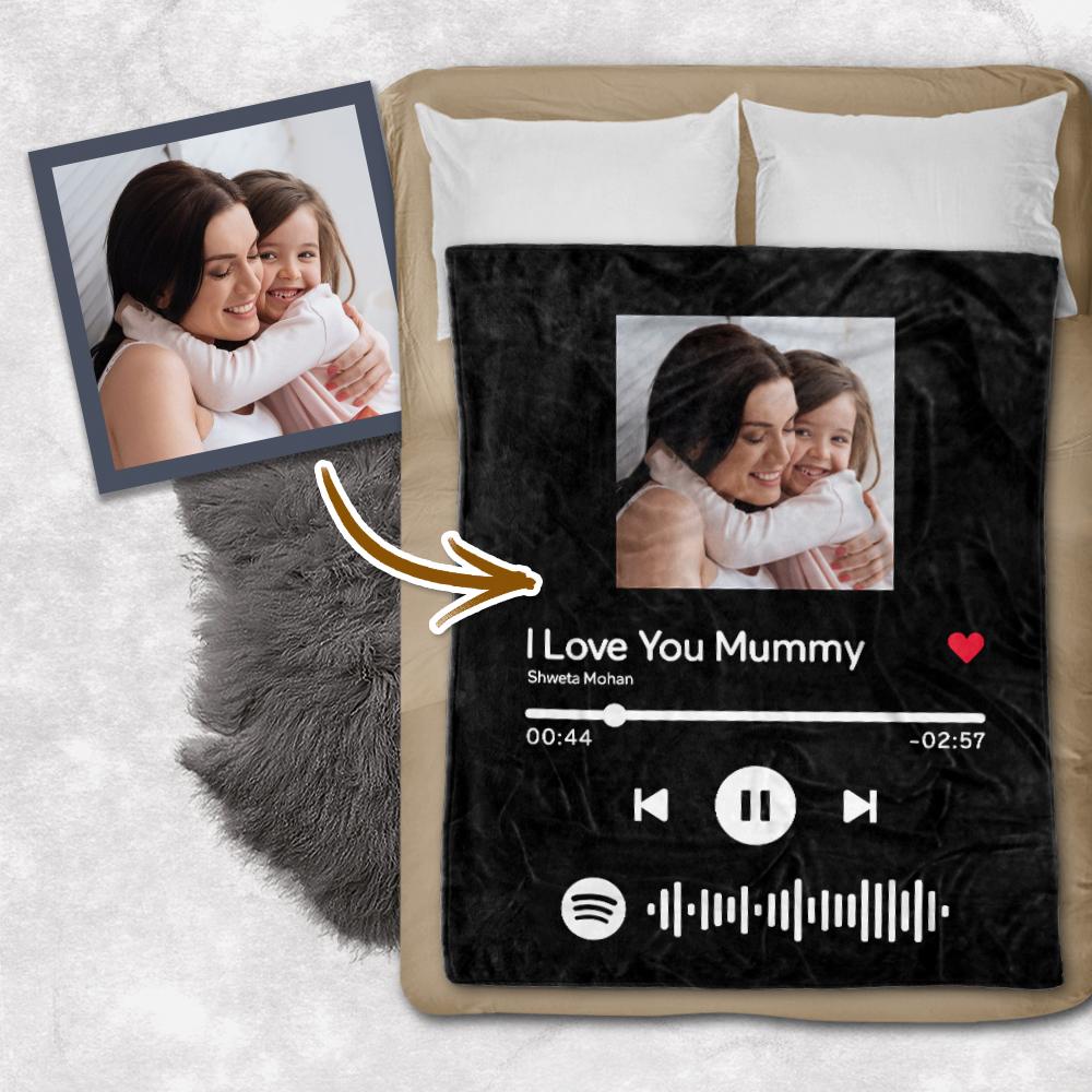 Custom Your Favorite Song Spotify Code Blanket Family Photo Blankets