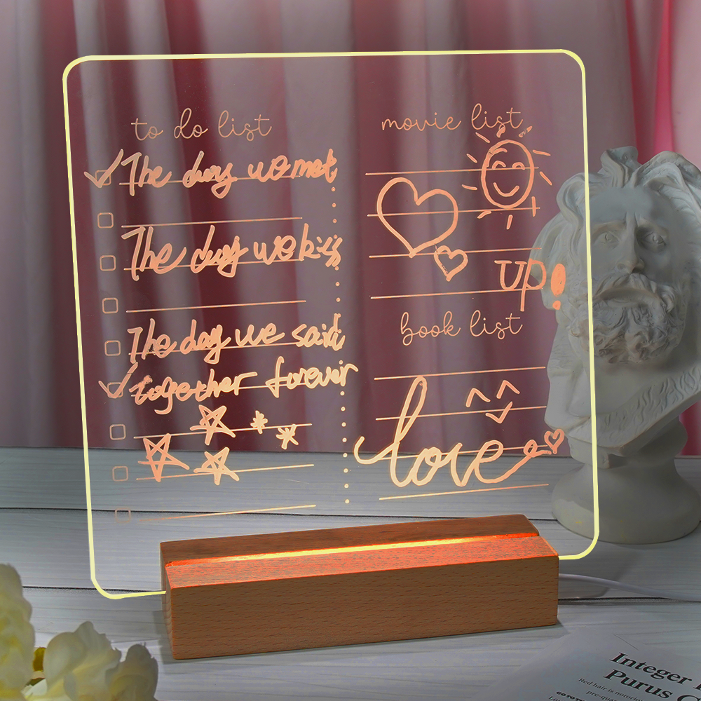 Acrylic Note Board Erasable Message Board Home Night Light Bedside