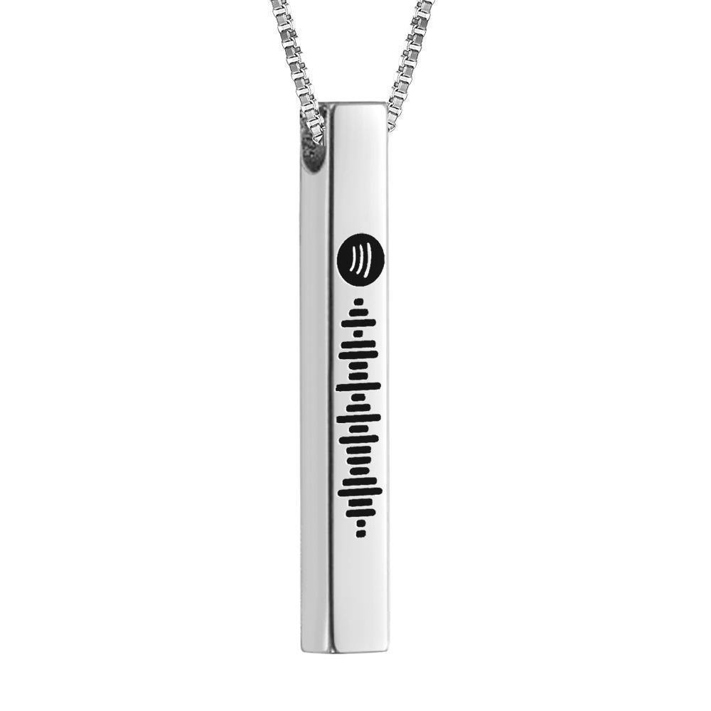 Father's Day Gift - Spotify Code Music Necklace Custom 3D Engraved Vertical Bar Necklace Stainless Steel - myspotifyplaque