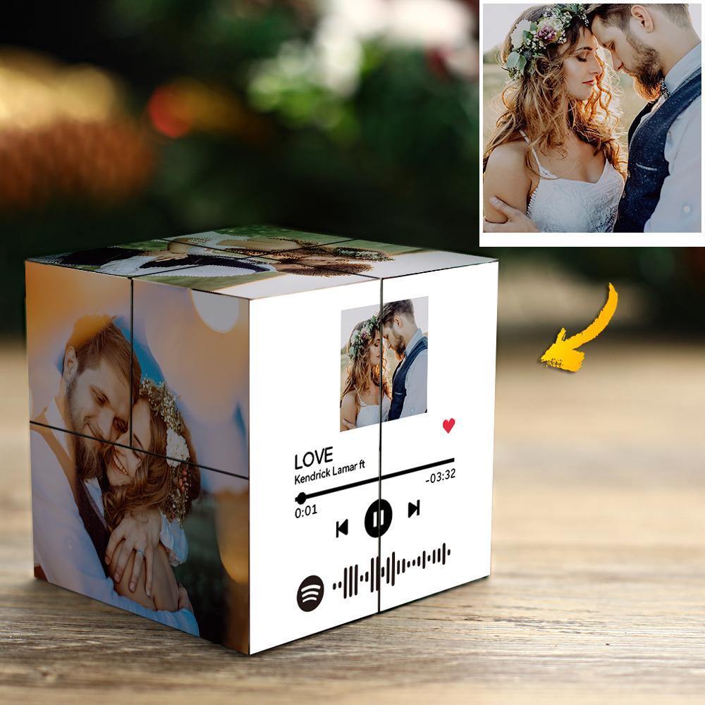 Custom Scannable Spotify Code Photo Rubik Cube Photo Frame Multiphoto Gifts for Couples - soufeelus