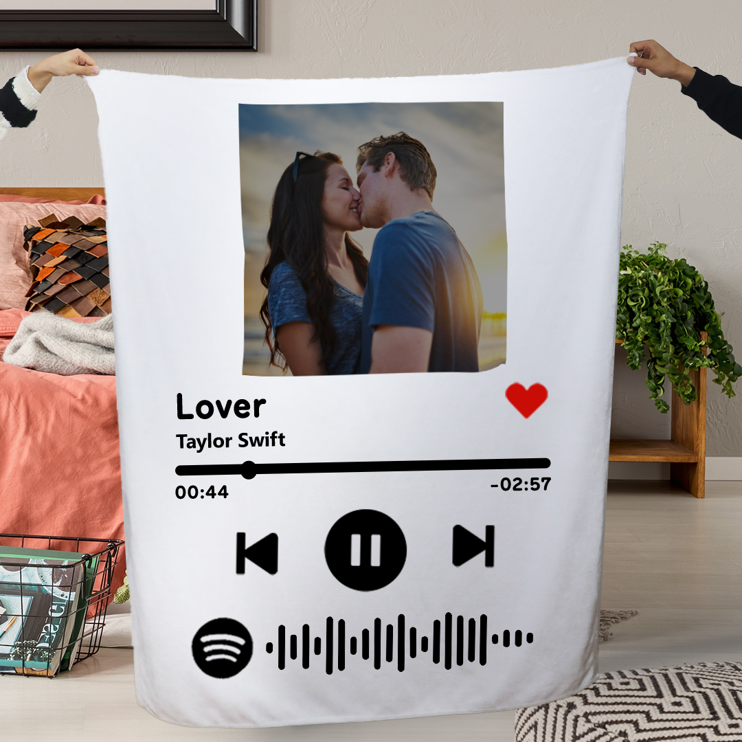 Custom Your Favorite Song Spotify Code Blanket Family Photo Blankets