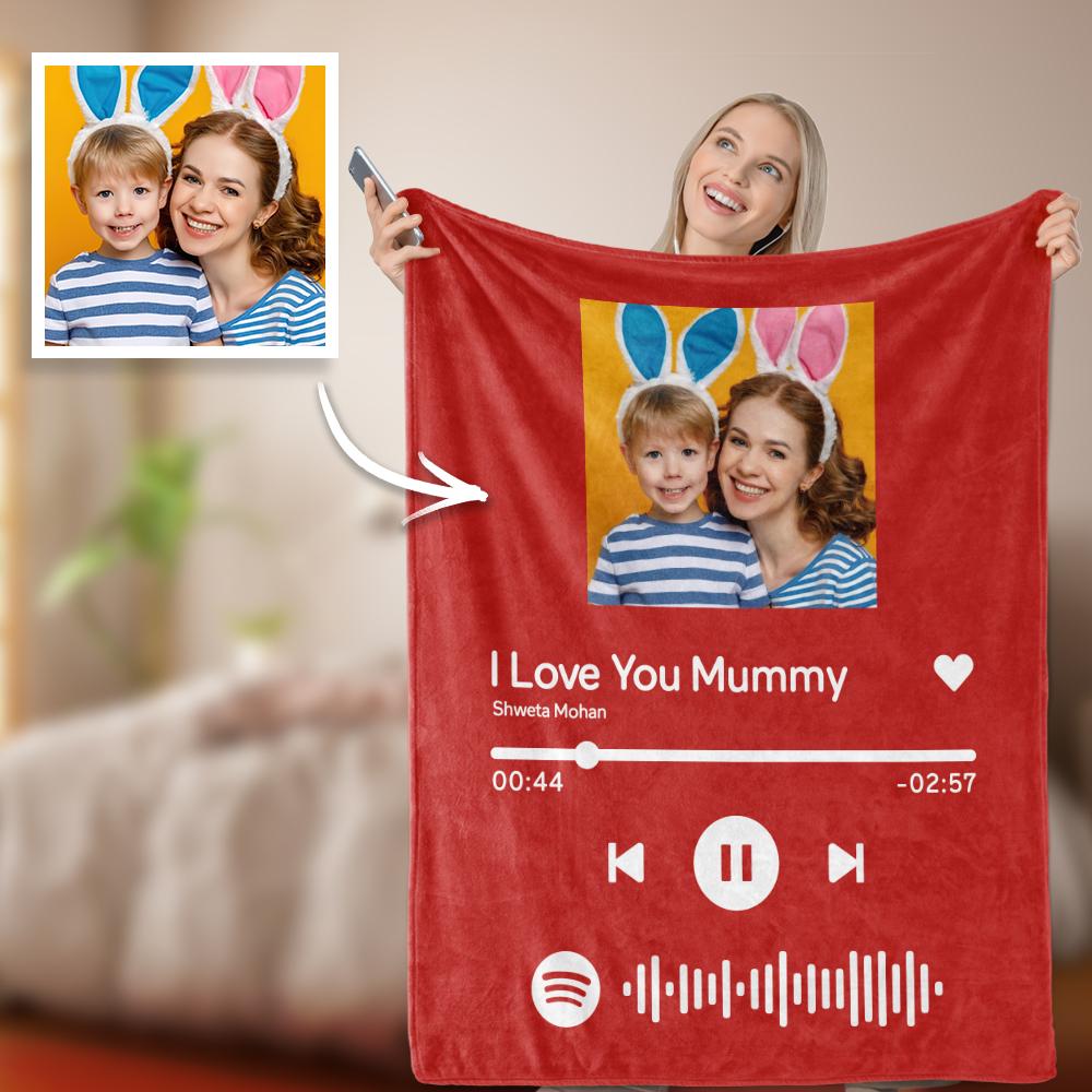 Custom Your Favorite Song Spotify Code Blanket Family Photo Blankets
