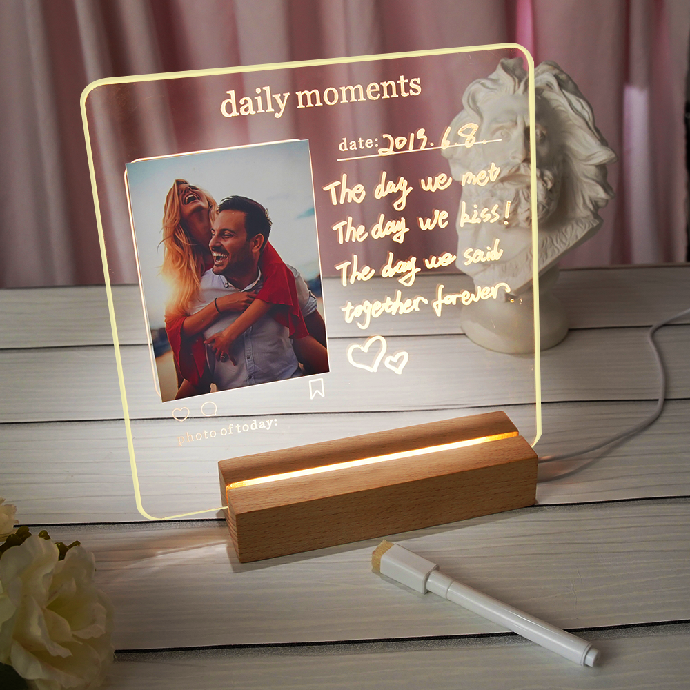 Acrylic Note Board Erasable Message Board Home Night Light Bedside