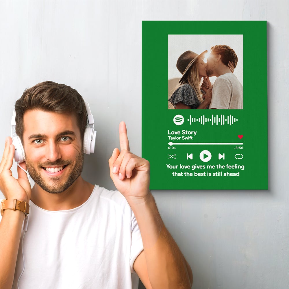 Personalized Scannable Spotify Code Song Wall Art Custom Photo Canves With Your Text Valentine's