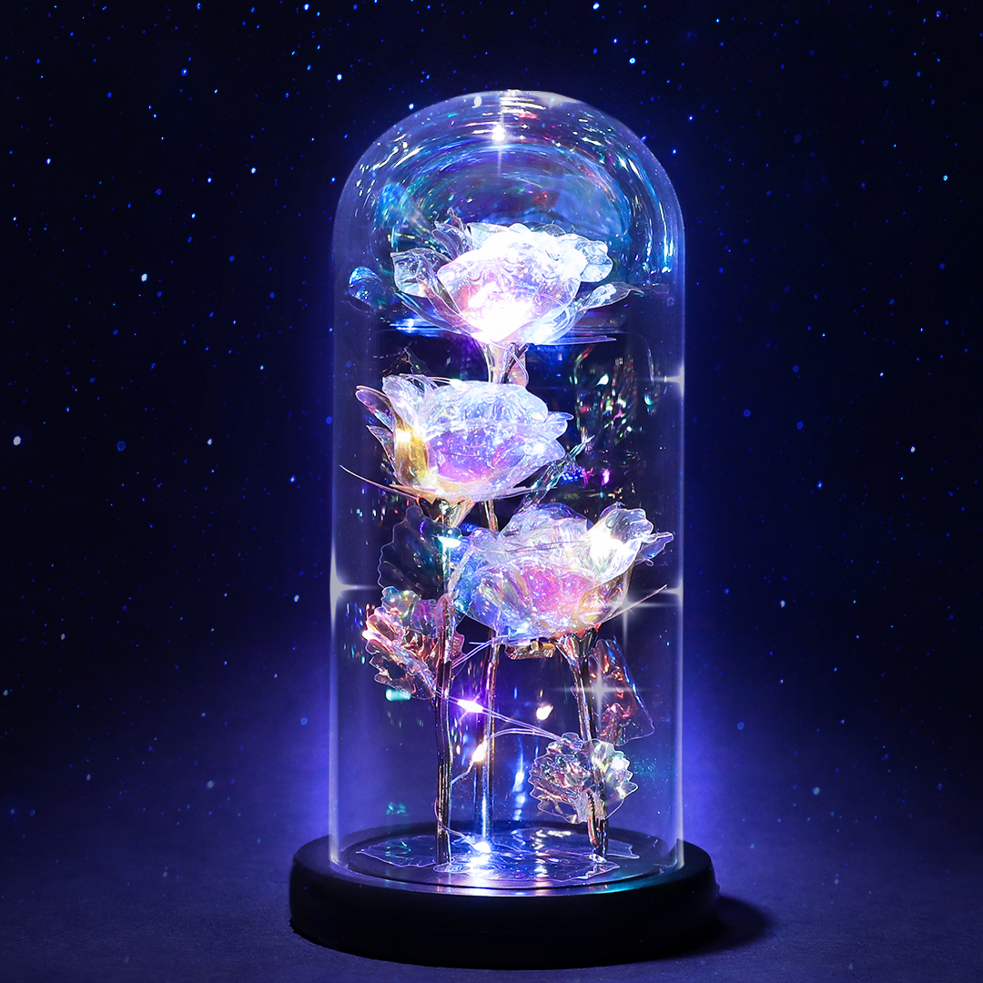 Enchanted Galaxy Rose Flowers & Eternal Love Custom Spotify Glass