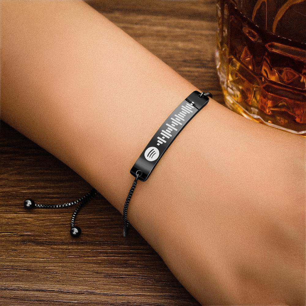 Spotify Code Music Bracelet Stainless Steel Custom Bracelet Black - myspotifyplaque