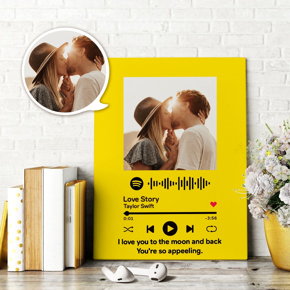 Personalized Scannable Spotify Code Song Wall Art Custom Photo Canves With Your Text Valentine's