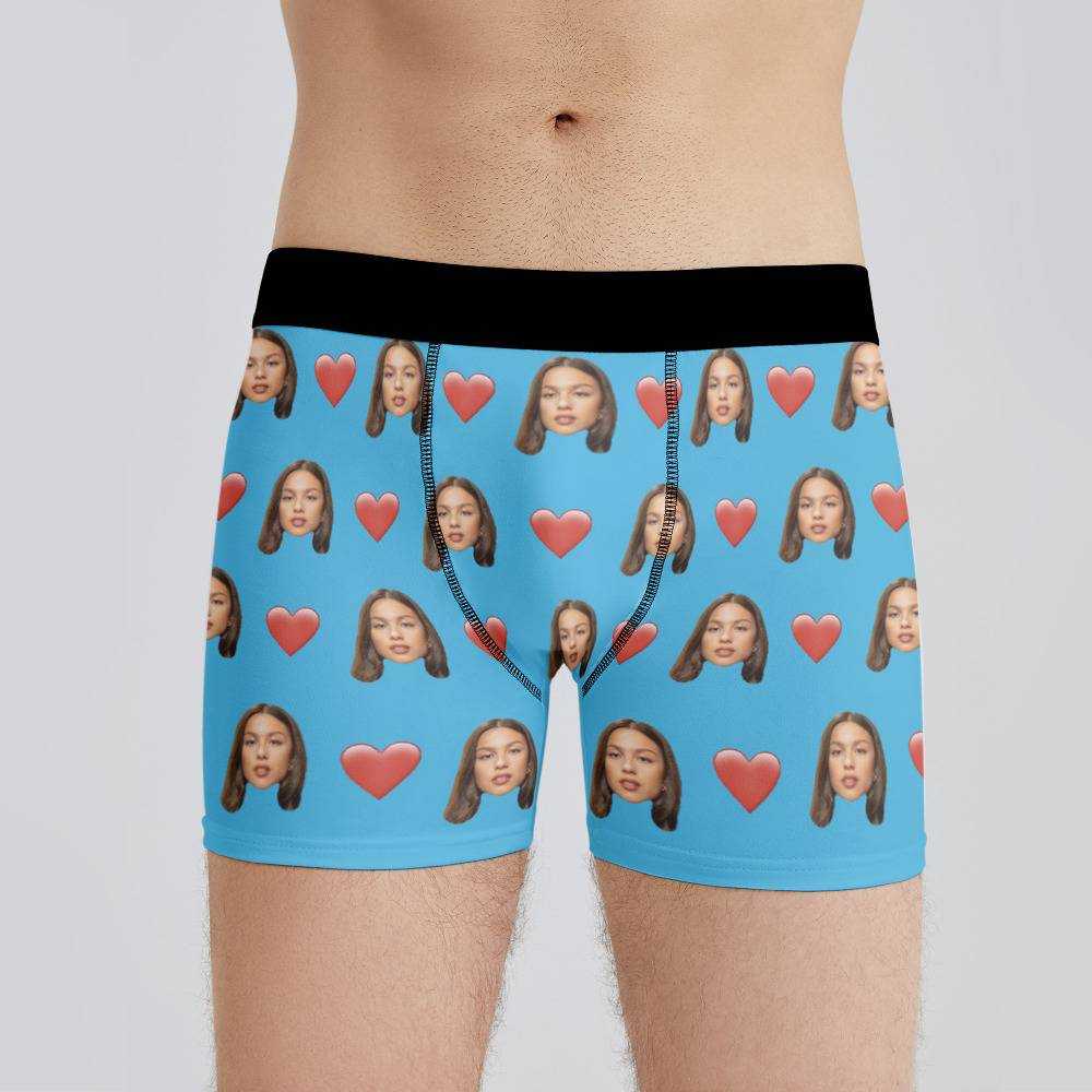 Olivia Rodrigo Boxers Custom Photo Boxers Men s Underwear Heart Boxers Blue