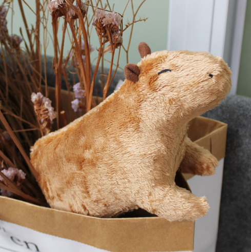 Capybara Plüschtier, 10 cm süße Kapibala-Puppe mit  Erdbeer-Kopfbedeckungs-Anhänger, Dekoration, gefüllte Kapibala-Puppe mit  Schildkröten-Rucksack-Schlüsselanhänger, weicher Capybara-Puppe Plüsch :  : Spielzeug