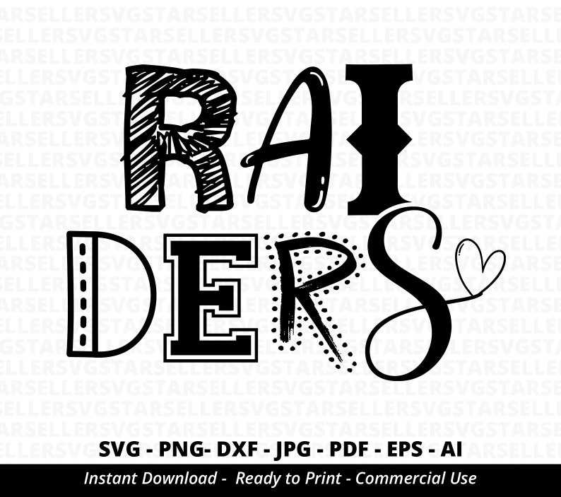Raiders SVG, Raiders Heart svg,Raiders Football Mascot Heart svg#3
