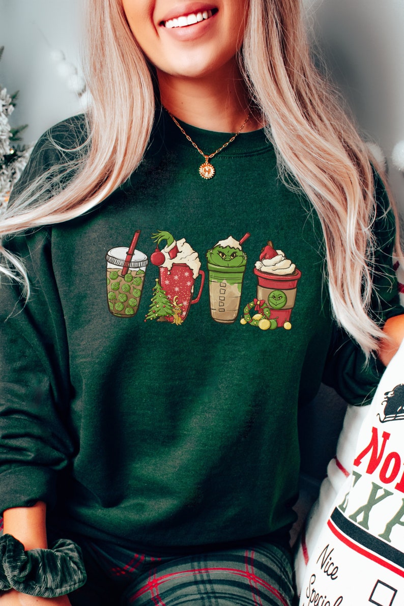 Grinch Sweater, Grinchmas Coffee Sweatshirt Christmas Lattes ...