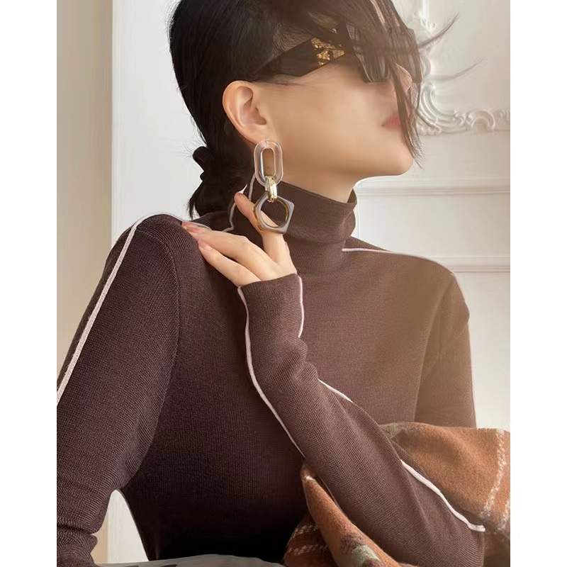 Fitted Turtleneck Sweater Turtleneck Bottoming Slim Fit Inner Sweater Thickened Pile collar Versatile Sweater fittedsweater.store