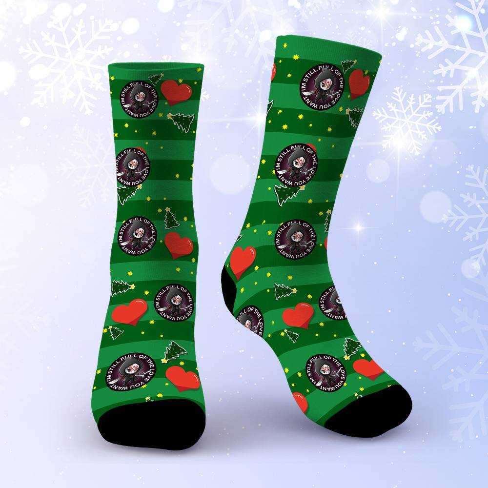 Sleep Token Socks Custom Photo Socks Christmas Socks Heart Stripe Print