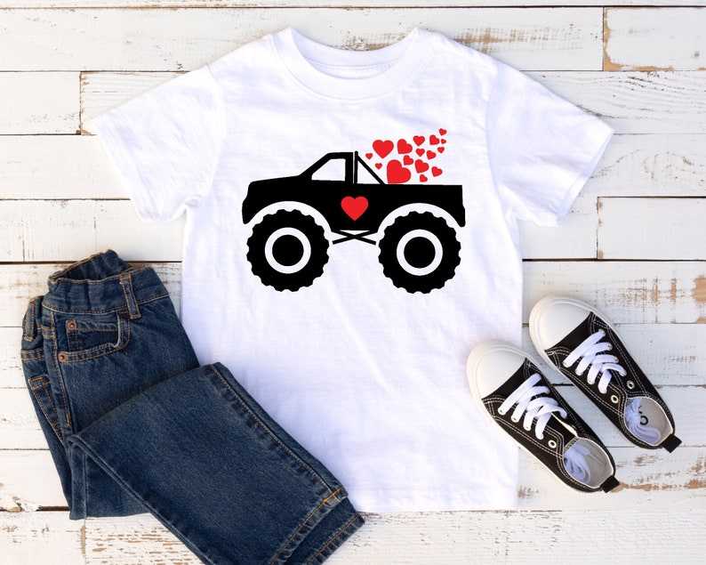 Monster Truck Svg, Boy Valentine Svg Love Monster Truck Svg#1