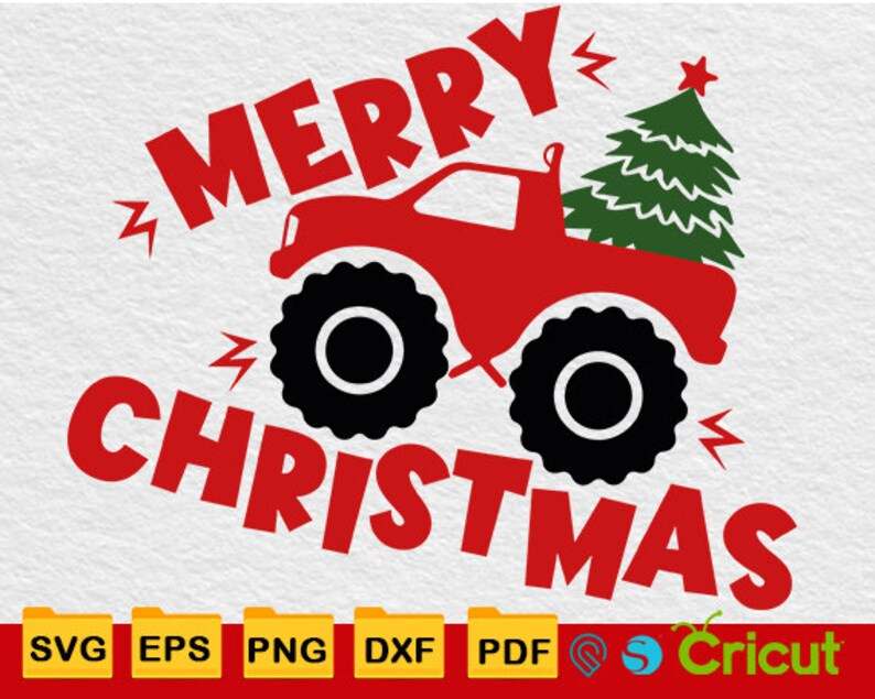 Monster Truck Svg, Merry Christmas Monster Truck Svg Christmas Tree Svg#2