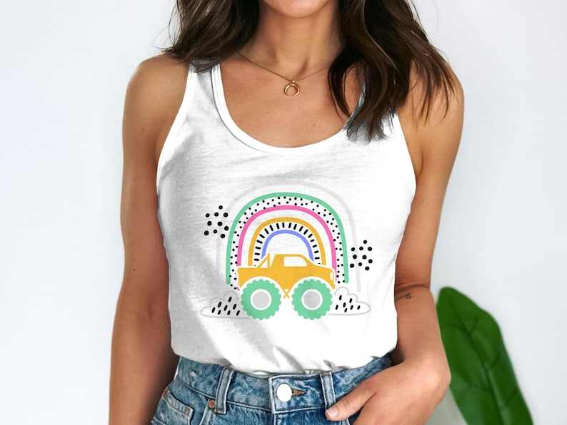 Simple Monster Truck Svg, Cute Rainbow Monster Truck Svg Doodle Rainbow Svg#2