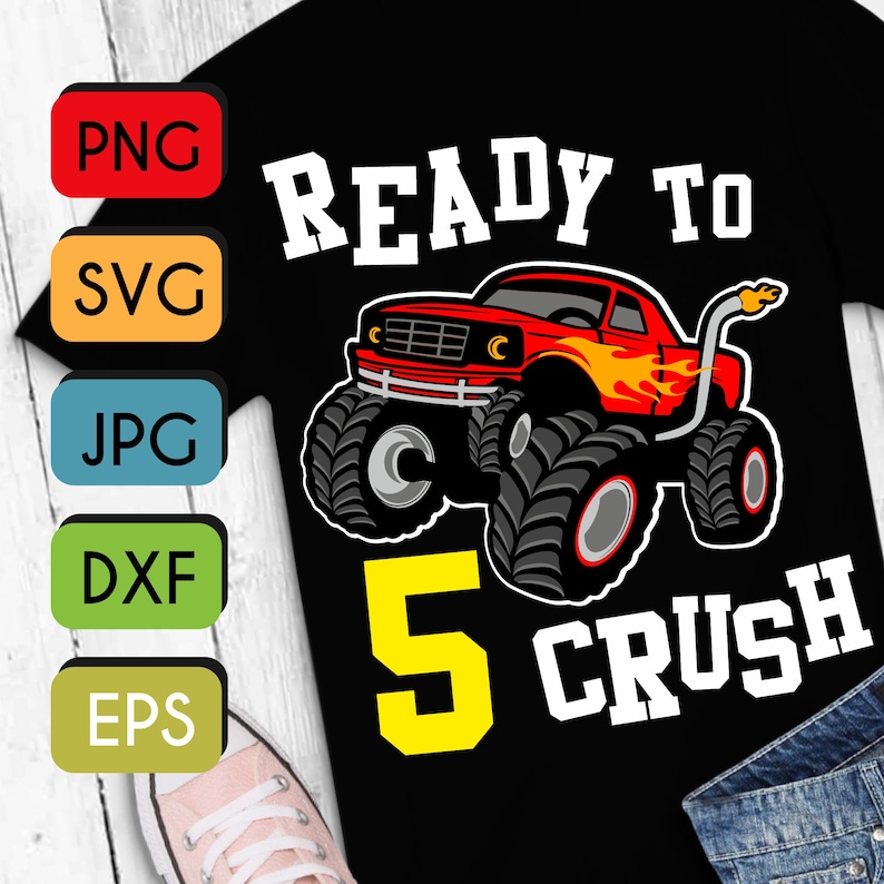 Monster Truck Birthday Svg, 5th Birthday Boy Svg PNG