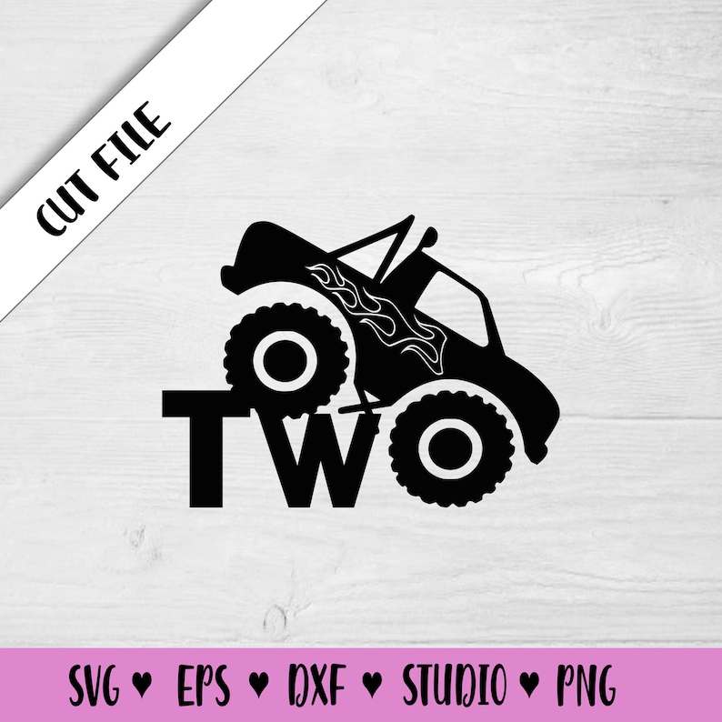 Monster Truck Birthday Svg, Two Monster Truck SVG