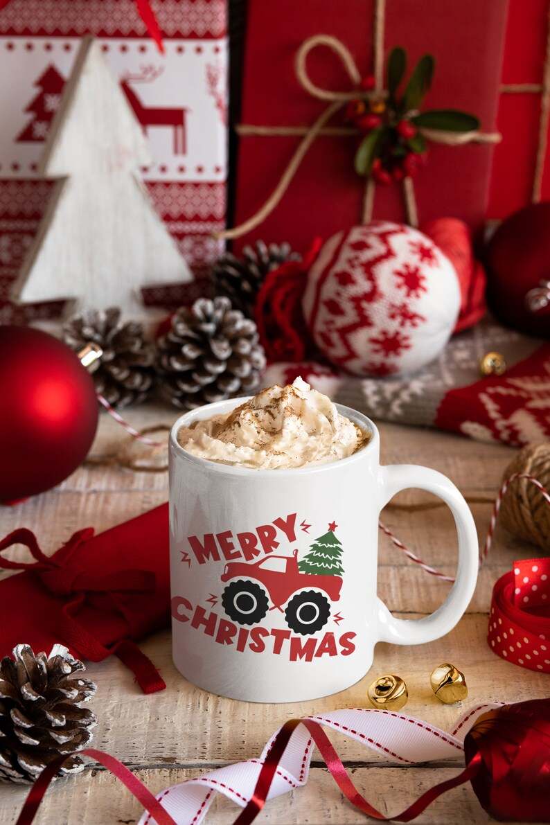 Monster Truck Svg, Merry Christmas Monster Truck Svg Christmas Tree Svg#4