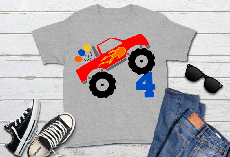 Monster Truck Birthday Svg, 4th Birthday Party Svg