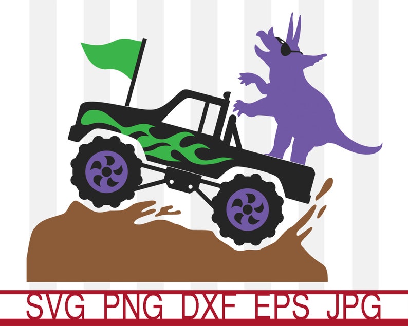 Monster Truck Svg, Monster Truck Dinosaur Svg Triceratops Svg