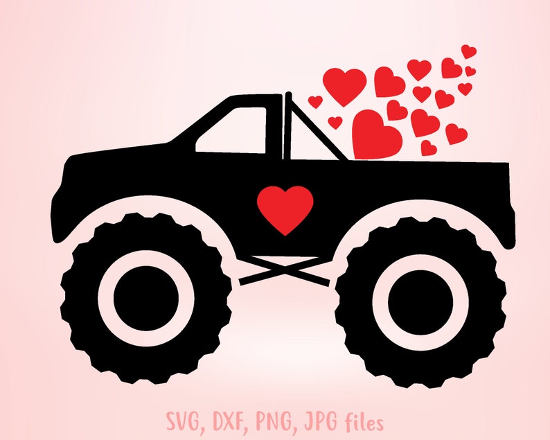 Monster Truck Svg, Boy Valentine Svg Love Monster Truck Svg