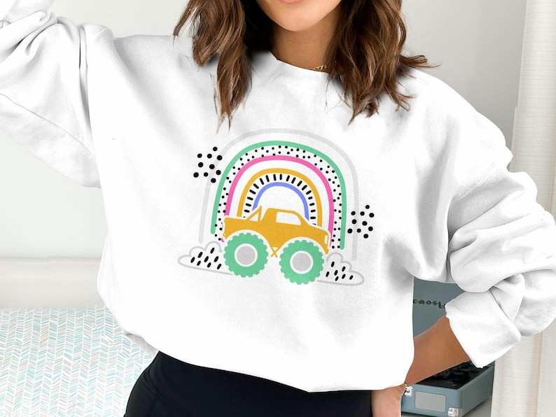 Simple Monster Truck Svg, Cute Rainbow Monster Truck Svg Doodle Rainbow Svg#3
